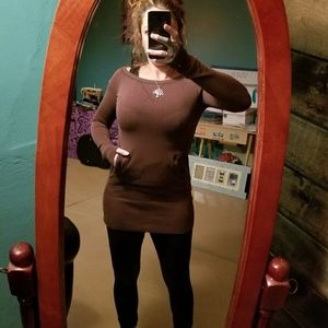 Brown tunic sweater